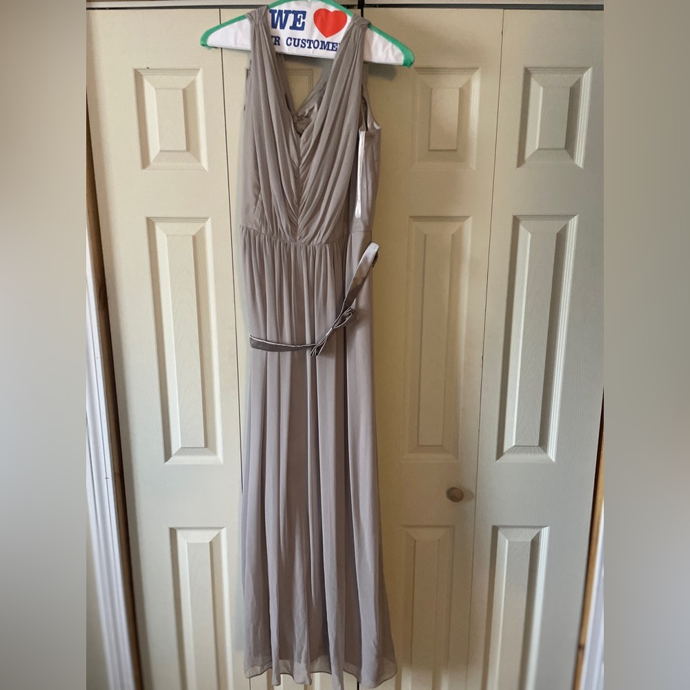Dessy Collection Floor Length Taupe Dress